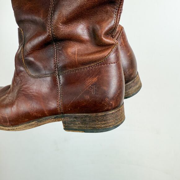 FRYE Melissa Button Leather Riding Boots Brown Leather - 8 8B - Picture 6 of 10